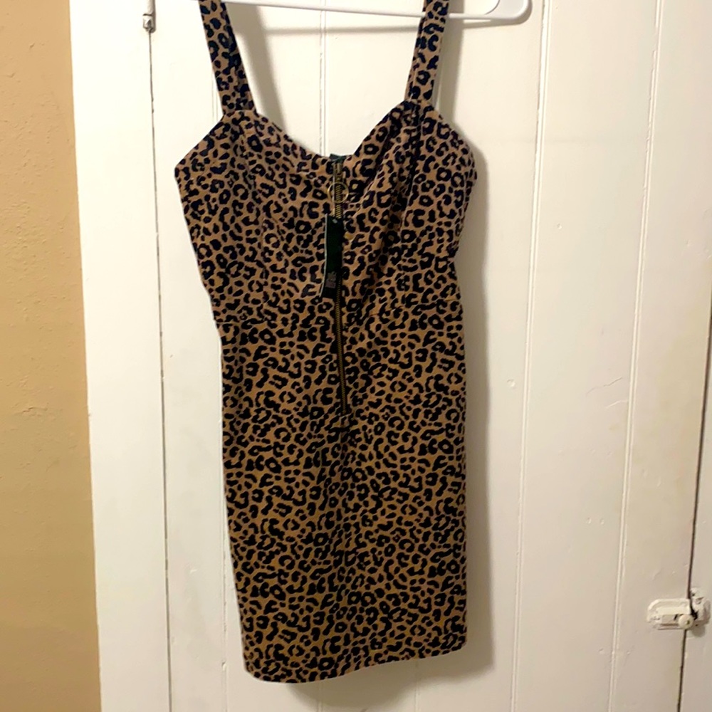 Cheetah Dress with Half Zipper